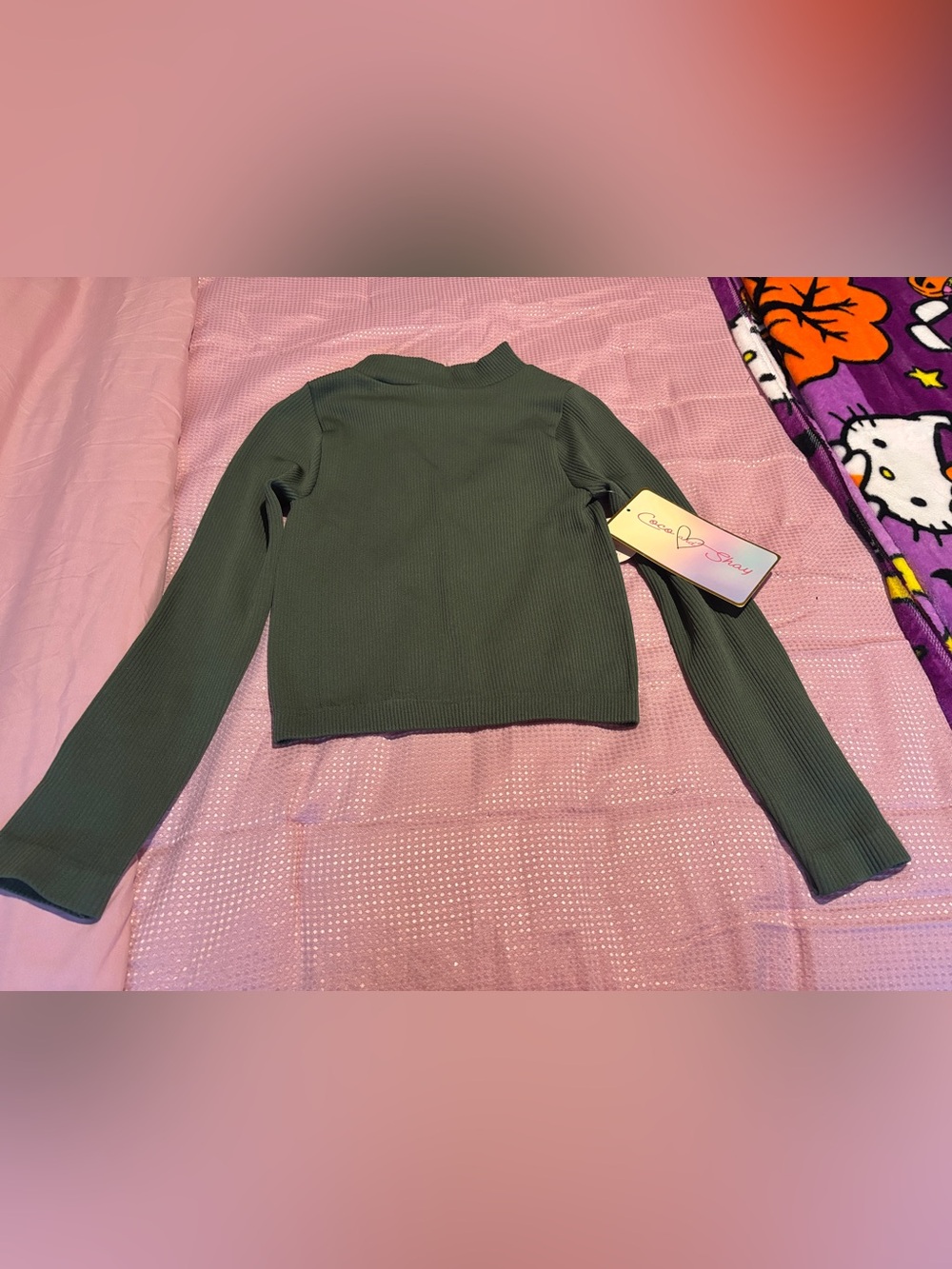 Coco and Shay Olive Ribbed Long Sleeve
Mock Neck Top - One Size